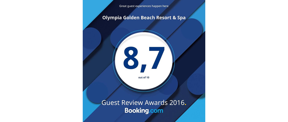 Booking.com Guest Review Award 2016 - Olympia Golden Beach Resort & Spa